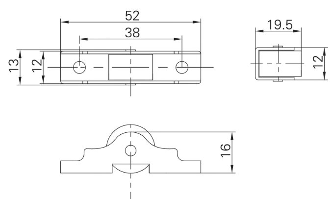 SINGLE ROLLER WITH BEARING Technical Drawing